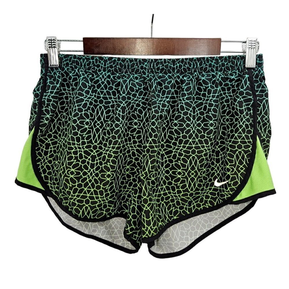 Nike Tempo Running Shorts Womens Medium 6 ? Zip Pocket Ombre Neon Yellow Green
